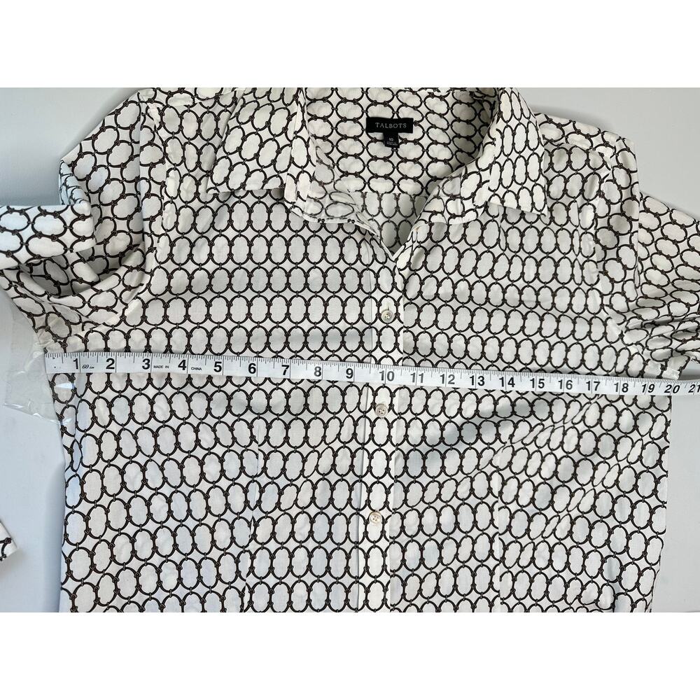 Talbots White Wrinkle Resistant Button-Up Brown B… - image 8
